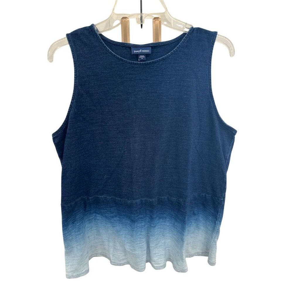 J.Jill Women's M‎ Blue Ombre Sleeveless Tank Top Casual Flare Hem SI30